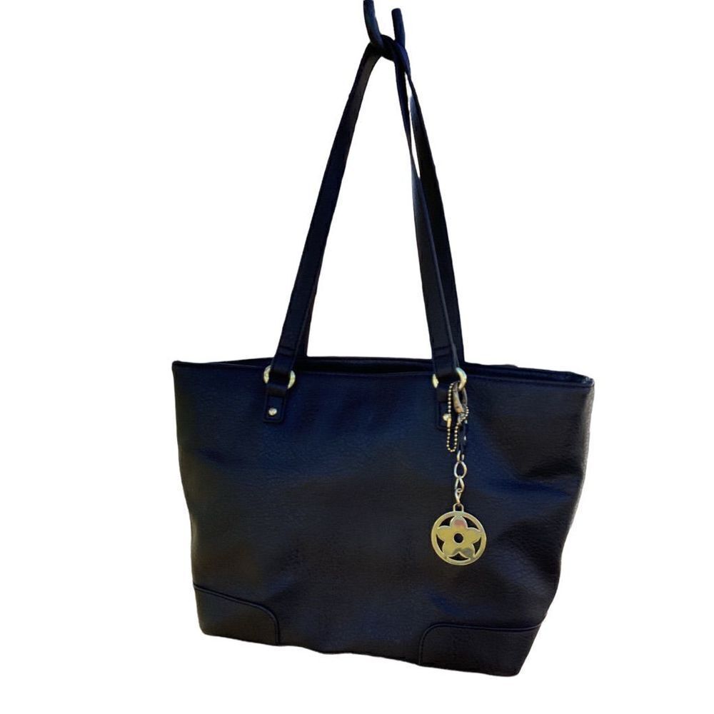 Faux Leather Large Black Handbag